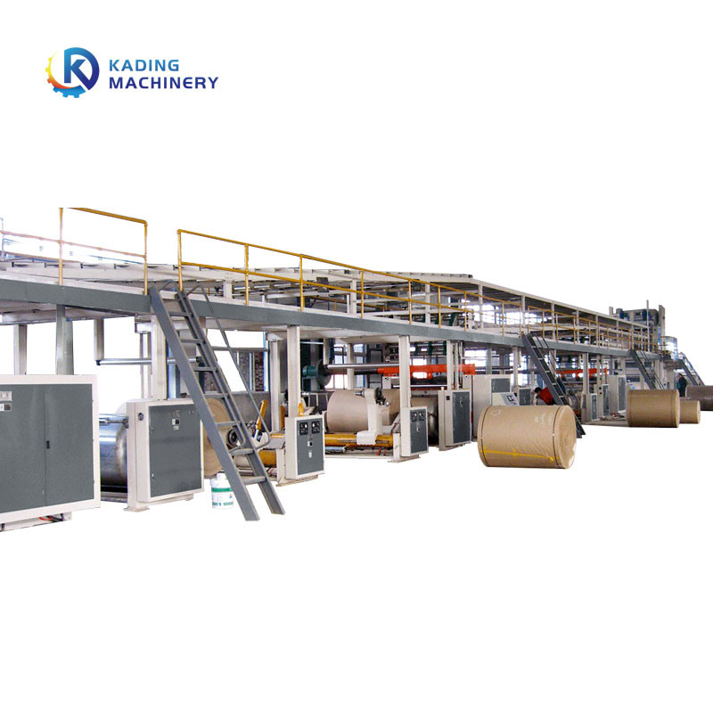 3 / 5 / 7 Lapisan Lini Produksi Papan Bergelombang Dengan Stand Roll Reel yang Didorong Hidrolik