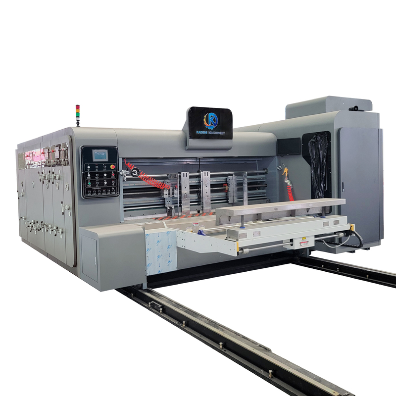 Flexo Water Base Ink Printing Mesin Pencetakan Kotak Bergelombang Dengan Pisau Slotting Untuk Membuat Kotak Pizza