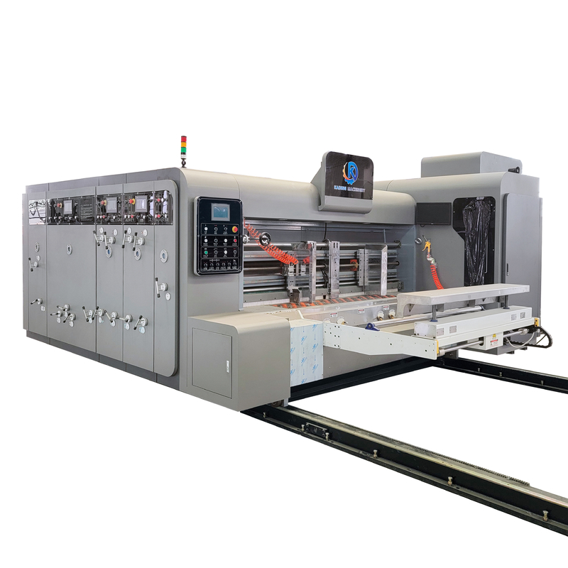 Flexo Water Base Ink Printing Mesin Pencetakan Kotak Bergelombang Dengan Pisau Slotting Untuk Membuat Kotak Pizza