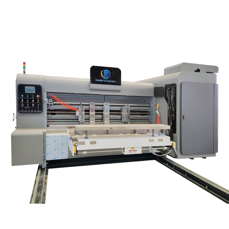 Flexo Water Base Ink Printing Mesin Pencetakan Kotak Bergelombang Dengan Pisau Slotting Untuk Membuat Kotak Pizza